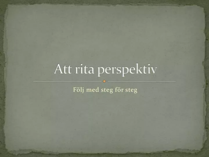 att rita perspektiv