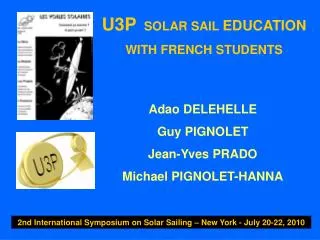 U3P SOLAR SAIL EDUCATION WITH FRENCH STUDENTS