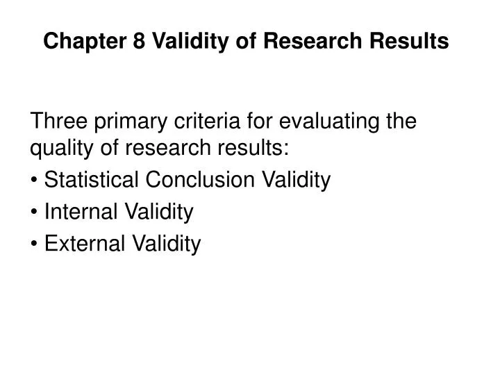 chapter 8 validity of research results