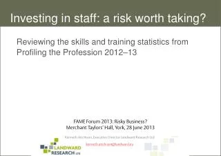 Reviewing the skills and training statistics from Profiling the Profession 2012–13