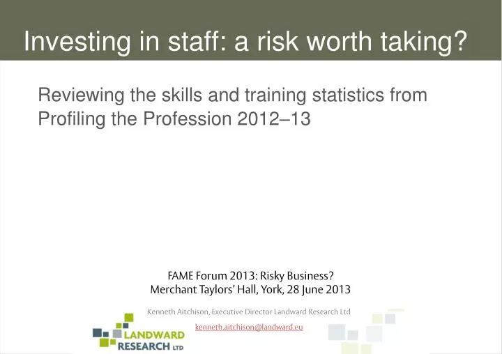 reviewing the skills and training statistics from profiling the profession 2012 13