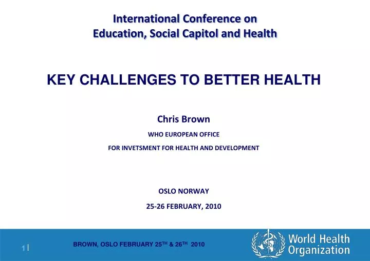 international conference on education social capitol and health