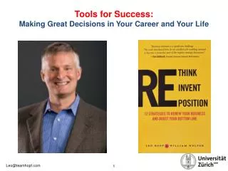Tools for Success : Making Great Decisions in Your Career and Your Life
