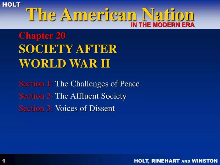 chapter 20 society after world war ii