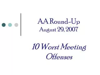 AA Round-Up August 29, 2007
