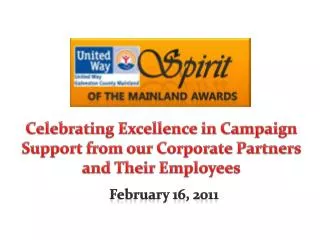Celebrating Excellence in Campaign Support from our Corporate Partners and Their Employees
