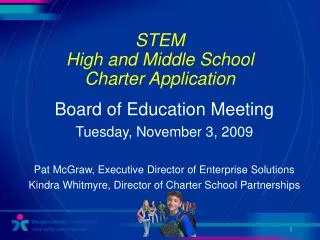 STEM High and Middle School Charter Application