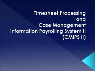 Timesheet Processing and Case Management Information Payrolling System II (CMIPS II)