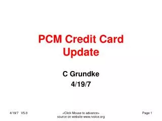 PCM Credit Card Update