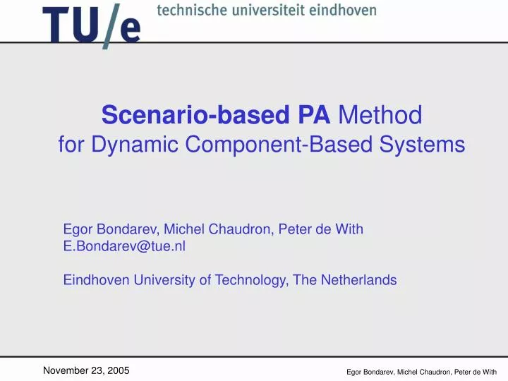 scenario based pa method for dynamic component based systems