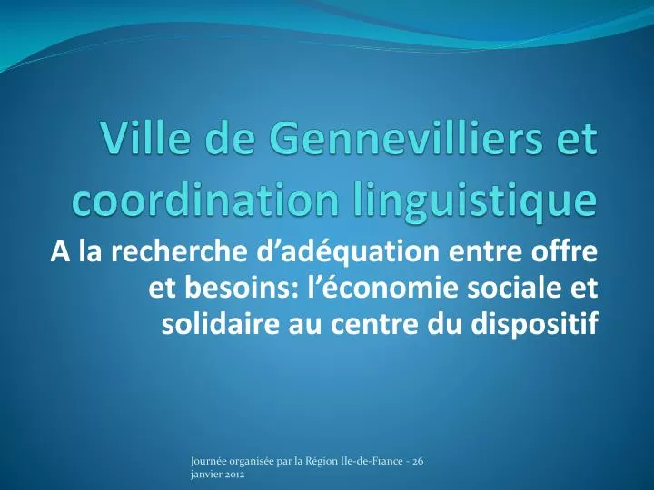 ville de gennevilliers et coordination linguistique