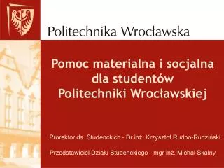 Pomoc materialna i socjalna dla studentów Politechniki Wrocławskiej