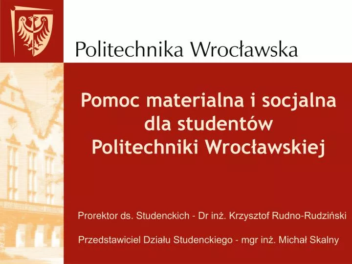 pomoc materialna i socjalna dla student w politechniki wroc awskiej