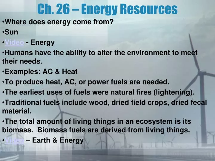 ch 26 energy resources