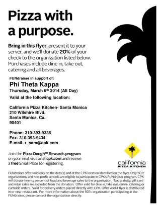 FUNdraiser in support of: Phi Theta Kappa Thursday, March 6 th 2014 (All Day)