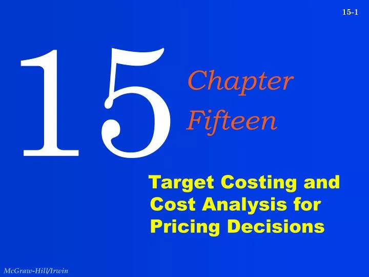 target costing and cost analysis for pricing decisions