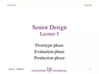 Senior Design Lecture 5