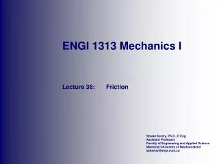 ENGI 1313 Mechanics I