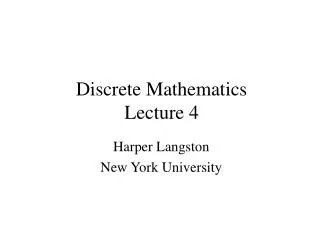 Discrete Mathematics Lecture 4