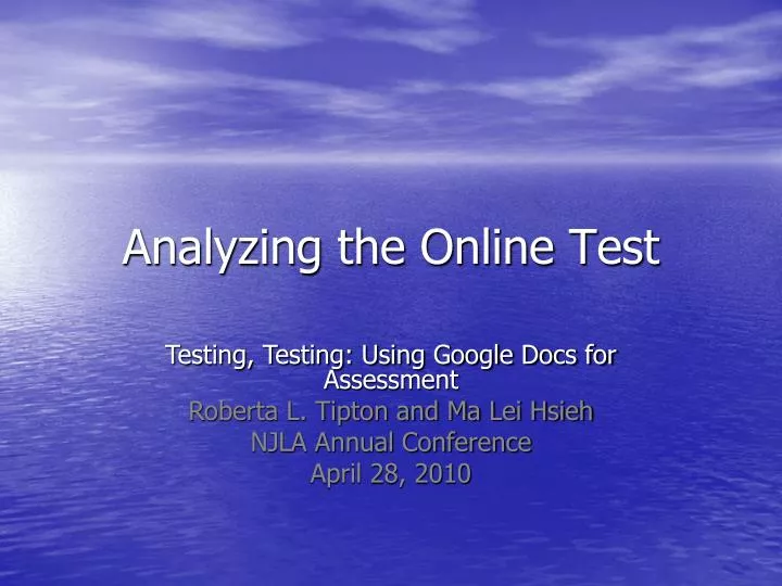 analyzing the online test