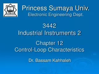 3442 Industrial Instruments 2 Chapter 12 Control-Loop Characteristics