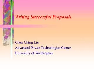 Writing Successful Proposals