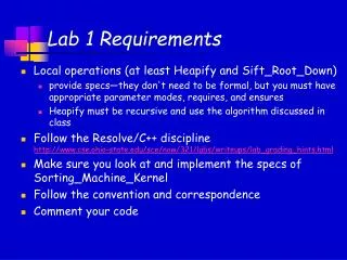 Lab 1 Requirements