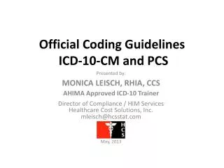 Official Coding Guidelines ICD-10-CM and PCS