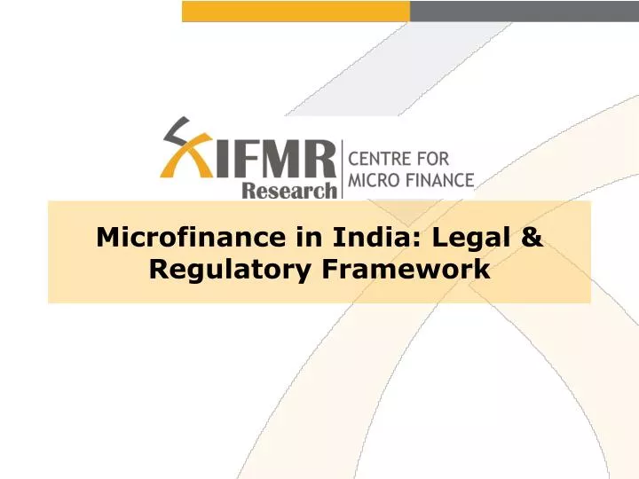 microfinance in india legal regulatory framework