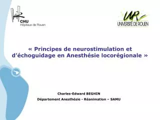 « Principes de neurostimulation et d’échoguidage en Anesthésie locorégionale »