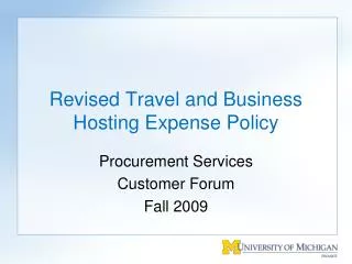 Revised Travel and Business Hosting Expense Policy