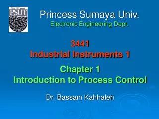 3441 Industrial Instruments 1 Chapter 1 Introduction to Process Control