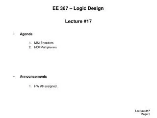 EE 367 – Logic Design
