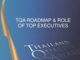 TQA ROADMAP &amp; ROLE OF TOP EXECUTIVES