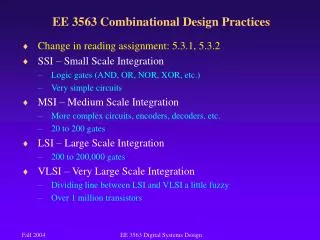 EE 3563 Combinational Design Practices