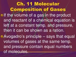 Ch. 11 Molecular Composition of Gases
