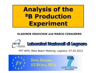 Analysis of the 8 B Production Experiment