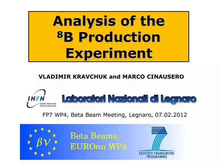 analysis of the 8 b production experiment
