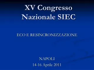 XV Congresso Nazionale SIEC