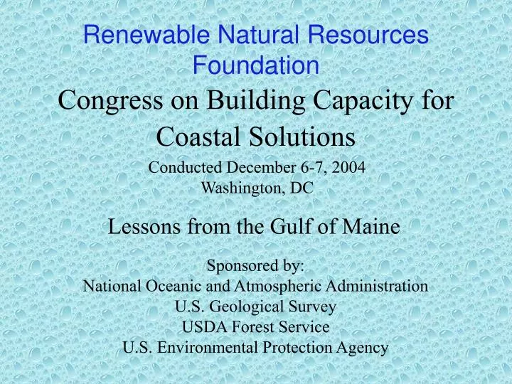 congress on building capacity for coastal solutions