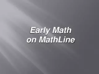 Early Math on MathLine