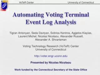 Automating Voting Terminal Event Log Analysis