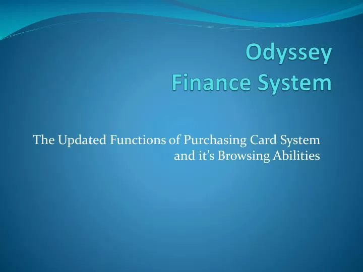 odyssey finance system