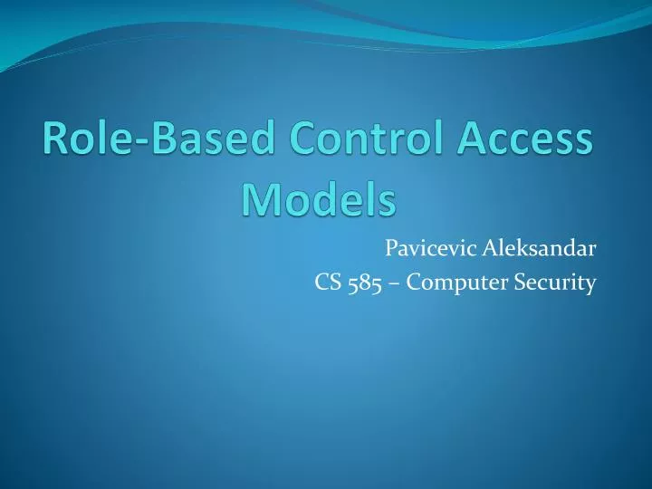 role based control access models