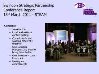 Swindon Strategic Partnership Conference Report 18 th March 2011 - STEAM