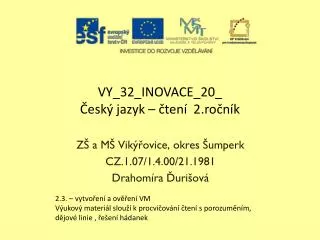 VY_32_INOVACE_20_ Český jazyk – čtení 2.ročník