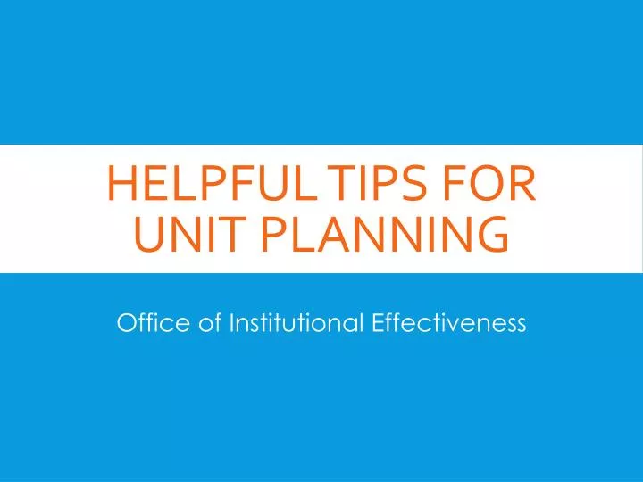helpful tips for unit planning