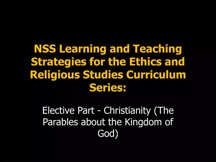 nss learning and teaching strategies for the ethics and religious studies curriculum series