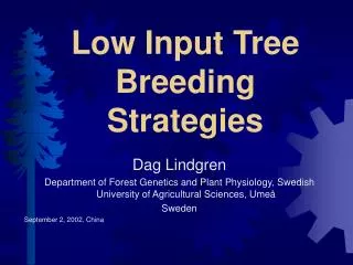 Low Input Tree Breeding Strategies