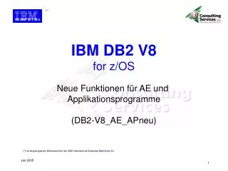 Neue Funktionen für AE und Applikationsprogramme (DB2-V8_AE_APneu)